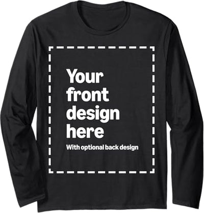 Custom Front & Back Print Long Sleeve T-Shirt with Your Image for Men and Women by Modify by Print on Demand